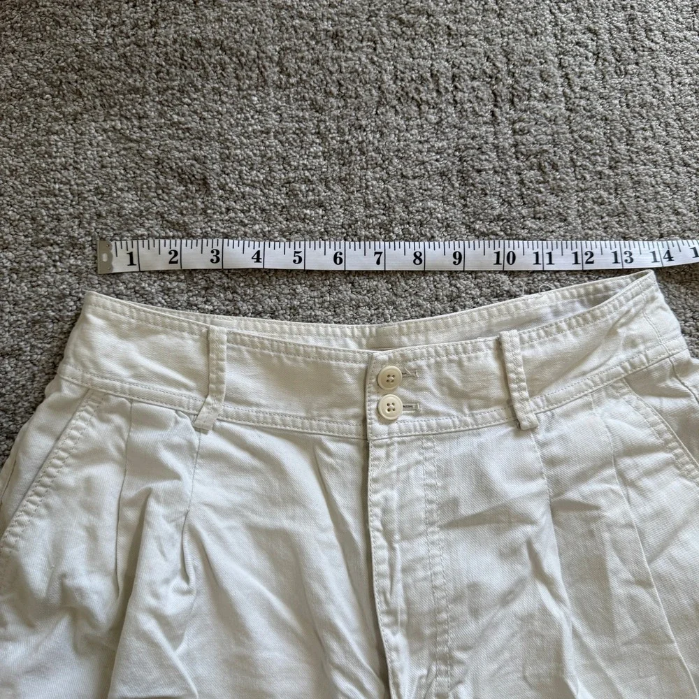 Madewell Pleated Cotton Linen Shorts Cream Sz 6 Coastal Minimal Tailored Preppy - Picture 6 of 11
